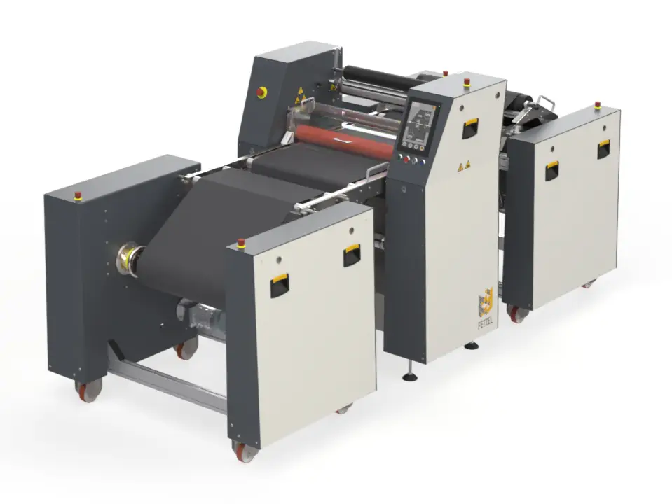 A modular roll-to-roll laminating machine